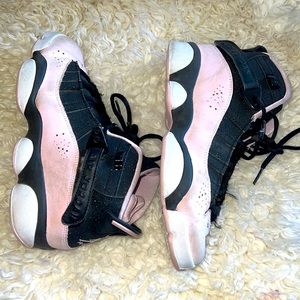 Womens Jordan 6 Rings black and pink high top shoes